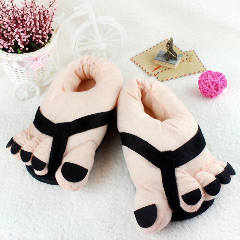 

Slippers Cartoon Funny Big Feet Toes Indoor Warm Soft Home Cotton Shoes No Slip Floor Slipper For Men Women Winter SH31, Black