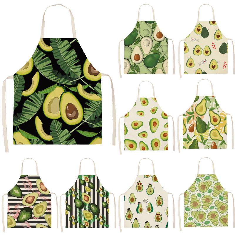 

Avocado Tropical Print Cotton Linen Apron Kitchen Women Baking Waist Bib Home Cooking Brief Pinafore Cleaning Tools 68*55cm Aprons
