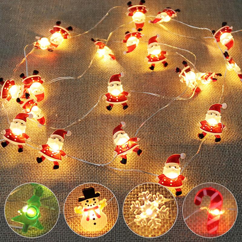 

Christmas Decorations LED String Lights 2M Light Santa Claus Fairy Snowman Xmas Tree Garland 2022 Year Ornament