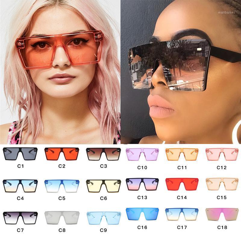 

Sunglasses Wholesale Oversized Square Women Fashion Flat Top Red Black Clear Lens One Piece Men Mirror Shades Bulk