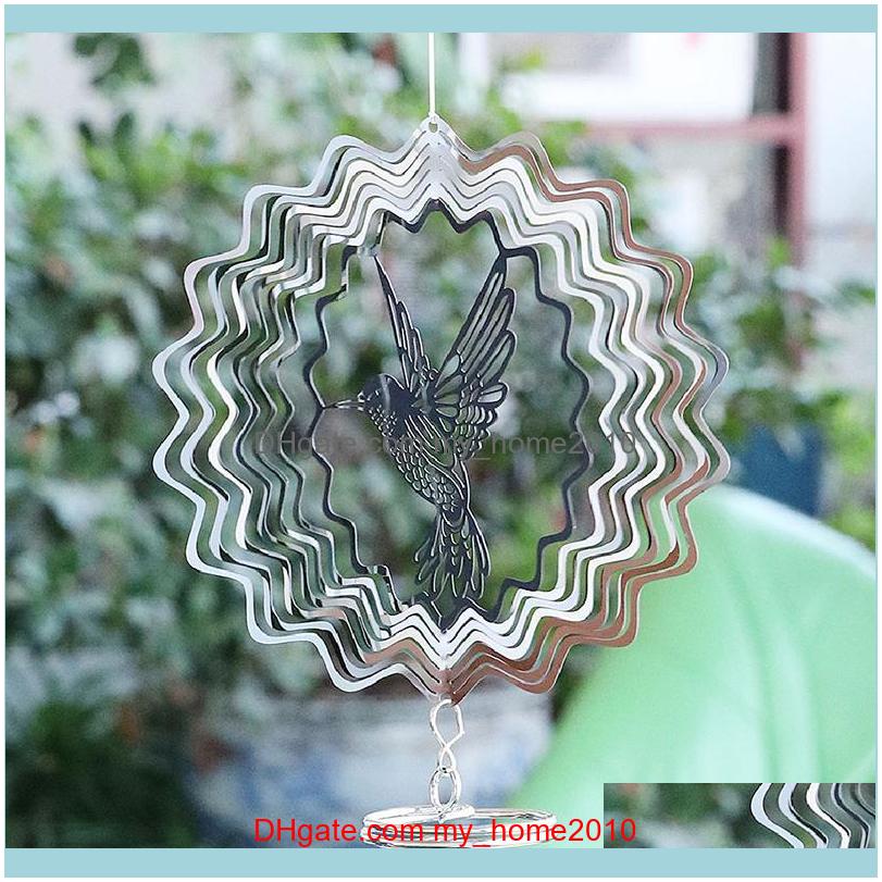 

Figurines Aents Décor Home Garden2Pcs Stainless Steel Stereo Rotating Metal Wind Chime Spinner Undefined Chimes And Decorations Hanging Outd