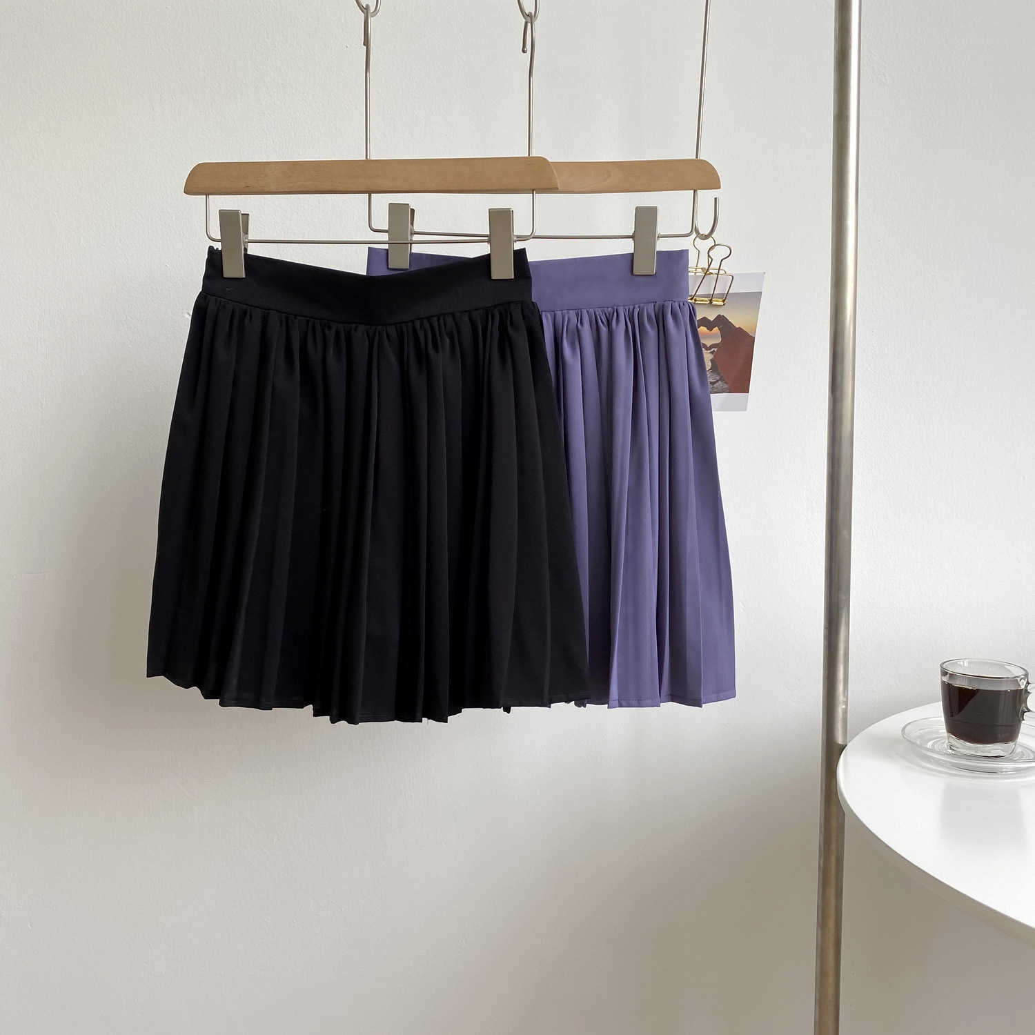 

HXJJP Summer Solid Color Preppy Girl High-waisted A-line Skirt Pleated 210607, Purple