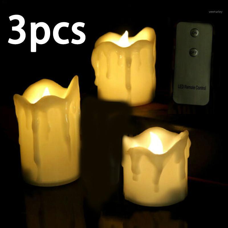 

Party Decoration 3Pcs Flameless LED Electric Candles Battery Powered Lights Remote Control Xmas Candle