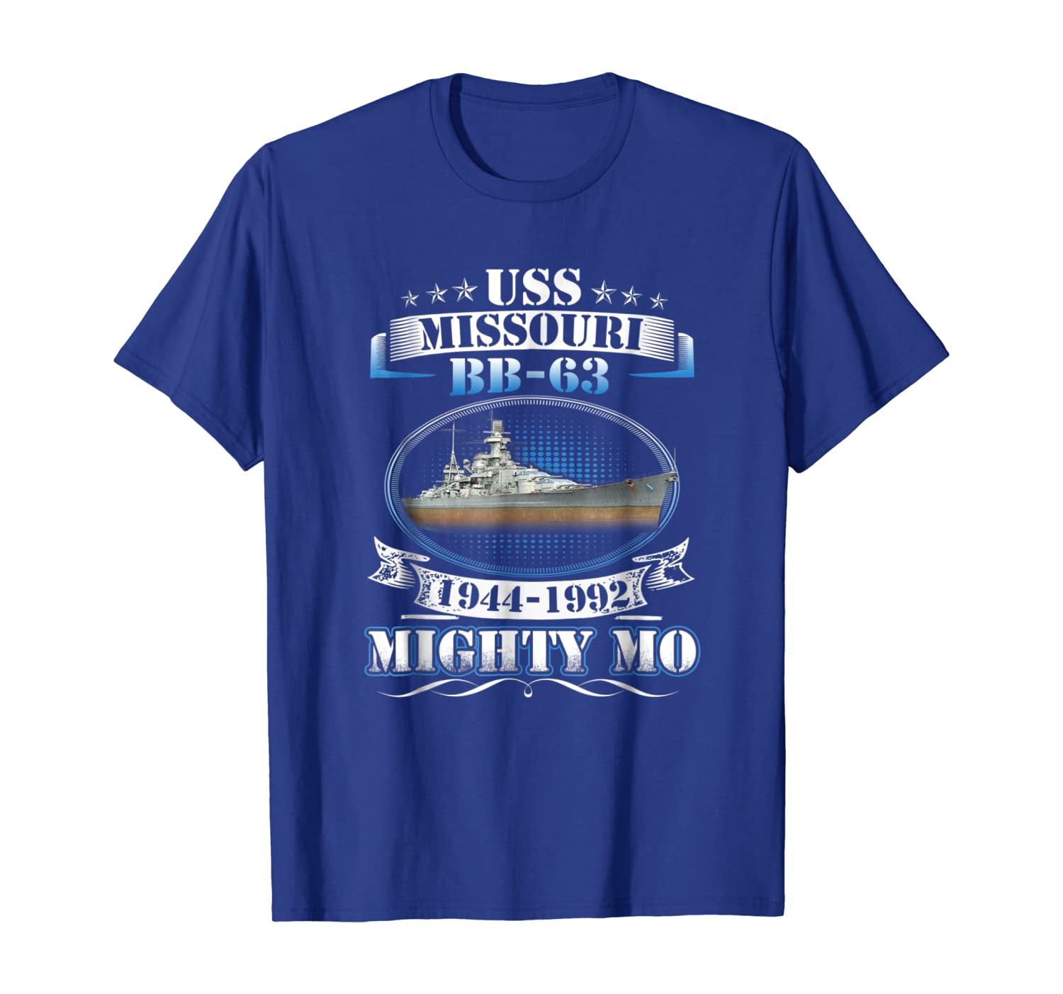 

U.S.S. Missouri BB-63 WWII Battleship Tech Drawing T-shirt, White;black