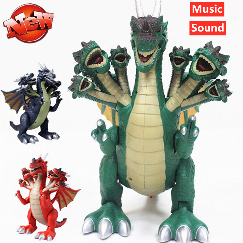 

Child Educational Toy 7 heads Electric Dinosaur With Seven heads Dragon With wing Simulaiton sound Music Flash Light Robot Toy, Black