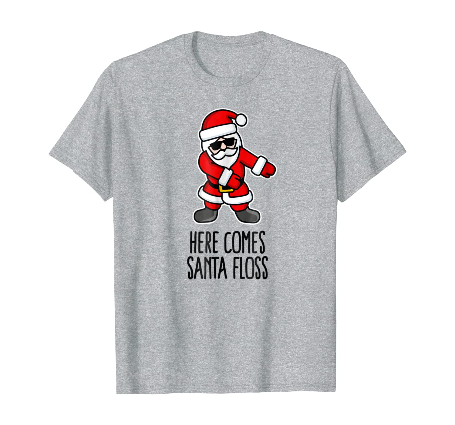 

here comes santa floss flossing santa claus t-shirt gift, White;black