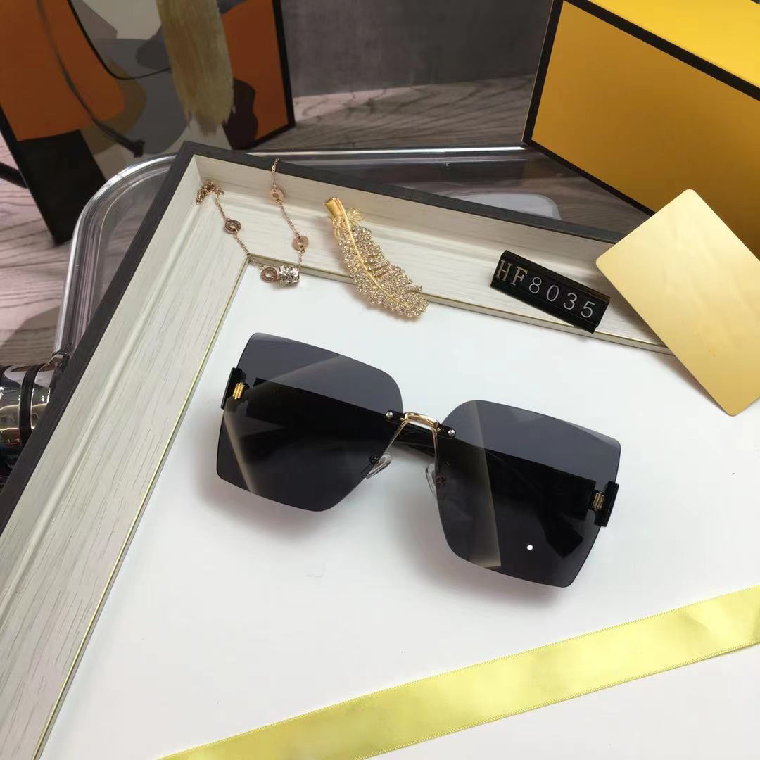 

Rimless designer Sunglasses High Quality Luxury Polarized lens Sun glasses Eyewear For men women eyeglasses metal frame 5 color