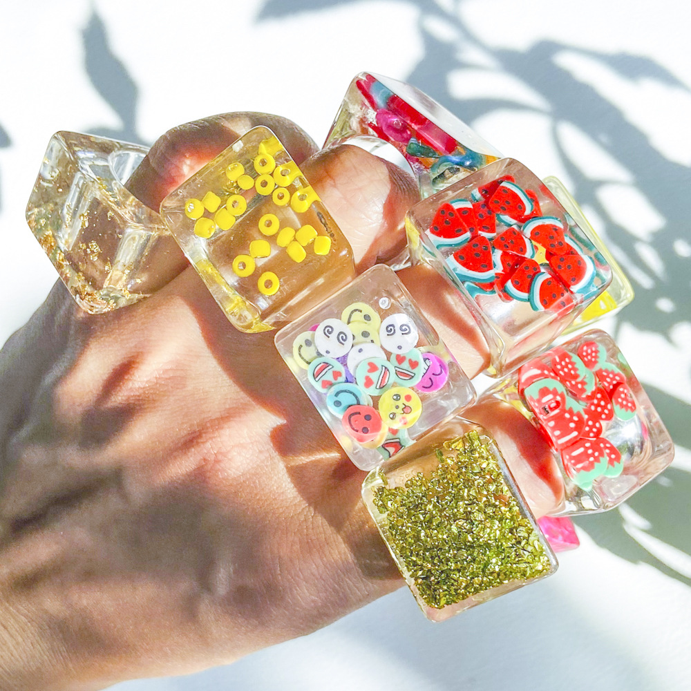 

S2273 Fashion Jewelry Resin Ring Watermelon Fruit Beads Rings