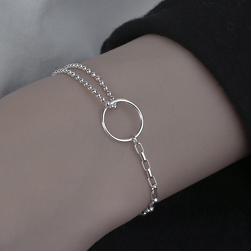 

Link, Chain Vintage Geometric Circle Bracelet Personality Simple Silver Plated Bracelets For Women Jewelry Bangles