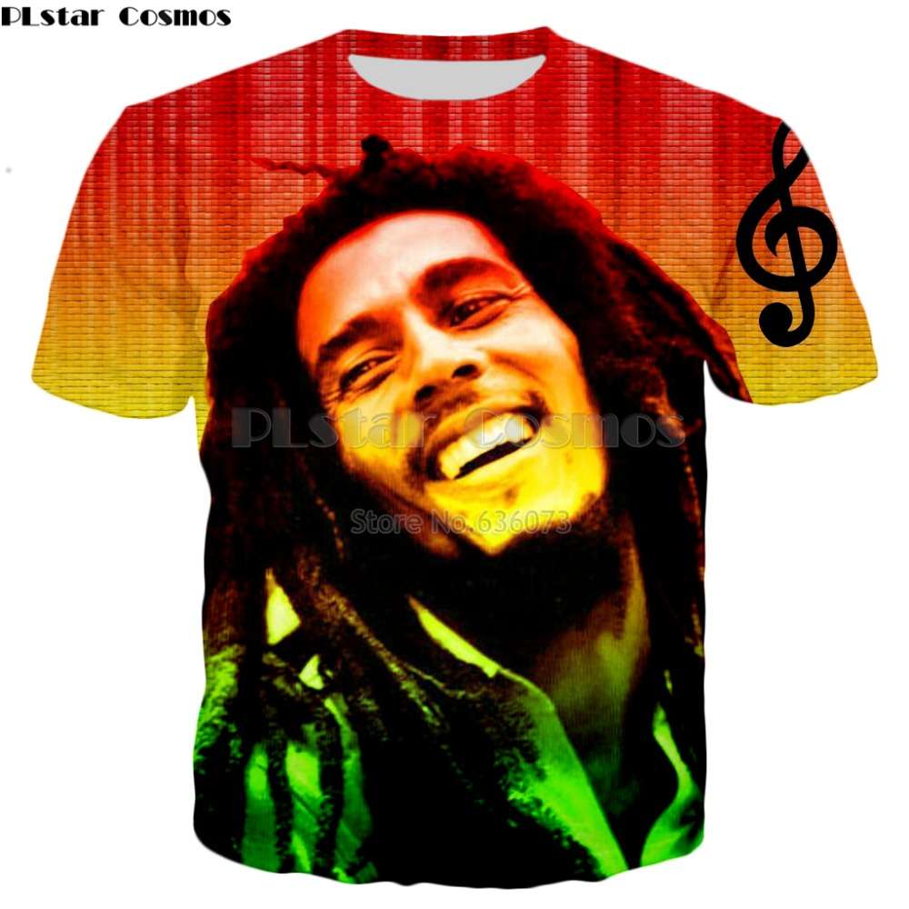 

Reggae Hip Hop T-shirt Bob Marley Characters Print 3d Men/Women Tshirt Summer Style Casual, White;black