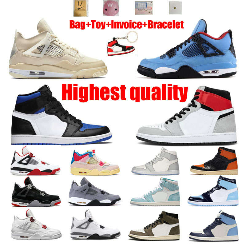 

Jumpman 1 1s High Travis Scotts Fearless Obsidian UNC Basketball Shoes Bred 4 Cactus Jack Cool Grey Mens Women Chicago Men Sport BOX 36-46, 13#