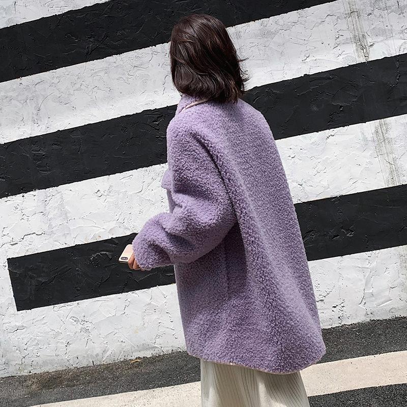 

Women's Fur & Faux Real Sheep Shearing Winter Coat Korean Wool Jacket For Women Clothes 2021 Abrigo Mujer B22F49222 YY240, Black