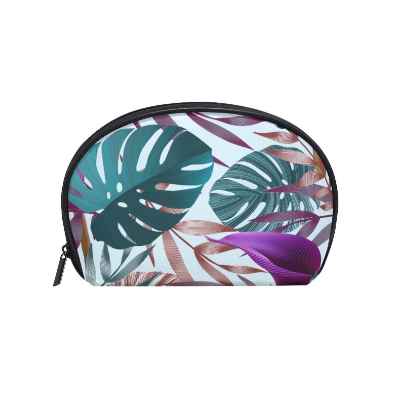 

FengJu Multifuncition Shell Cosmetic Bag Purse Half Moon Hanging Travel Toiletry Pouch For Girls Woman Tropical Flowers Bags & Cases