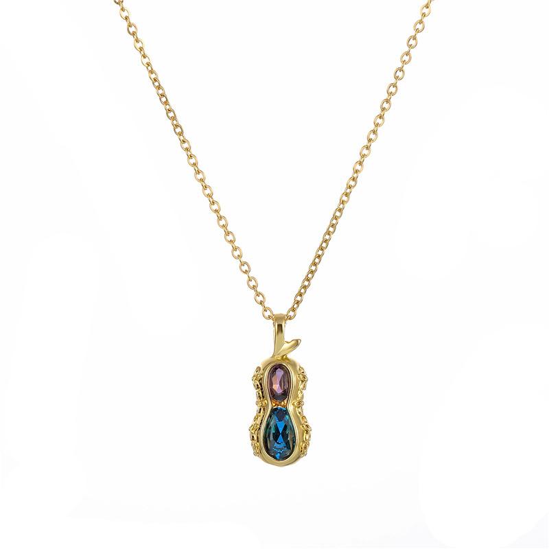 

Pendant Necklaces Jewelry Gift Cool Titanium Steel Women's Clavicle Creative Crystal Peanut Design Party Trendy Statement For Girls