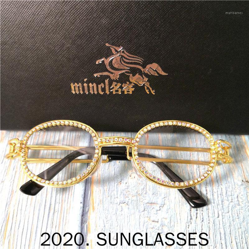 

Sunglasses Fashion Women Men Designer Diamond Oval Sun Glasses Alloy Eyeglasses For Female Male UV400 FML