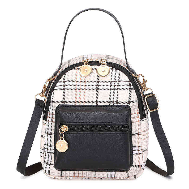 

Mini Backpack Women Crossbody Bag For Teenage Girl Plaid Women Shoulder Purse School Bag Korean Style New Trendy Bagpack Female Y1105, Pink