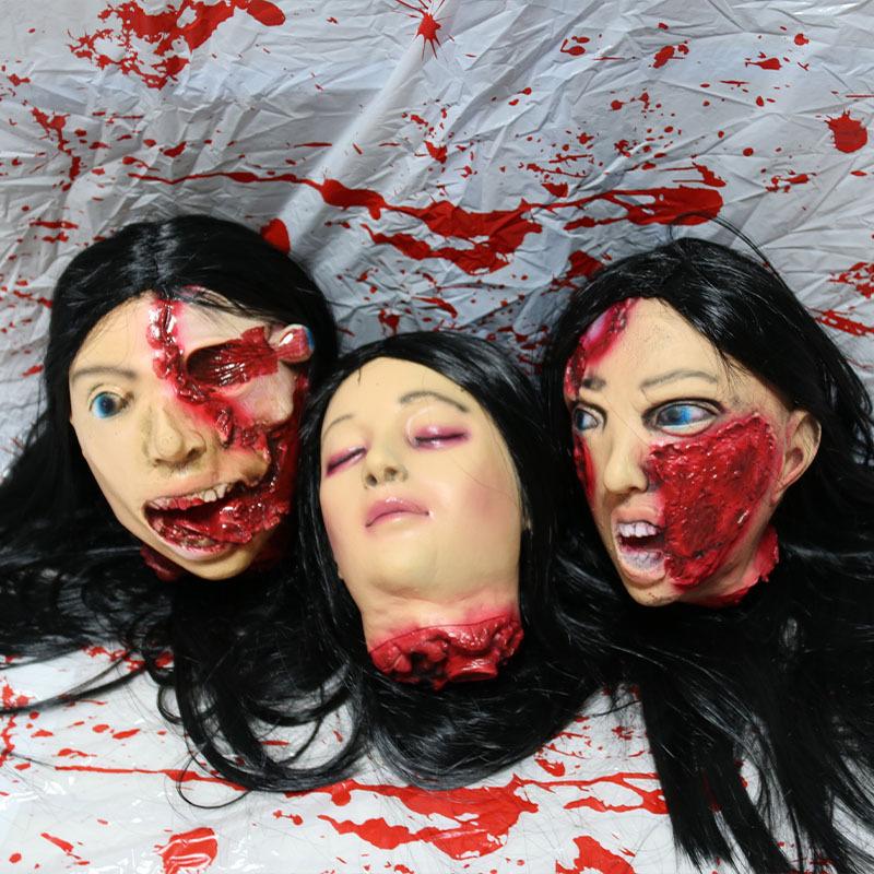 

Party Decoration Halloween Horror Dummy Head Witch Ghost Long Hair Dead Ornaments Props Broken Pendant