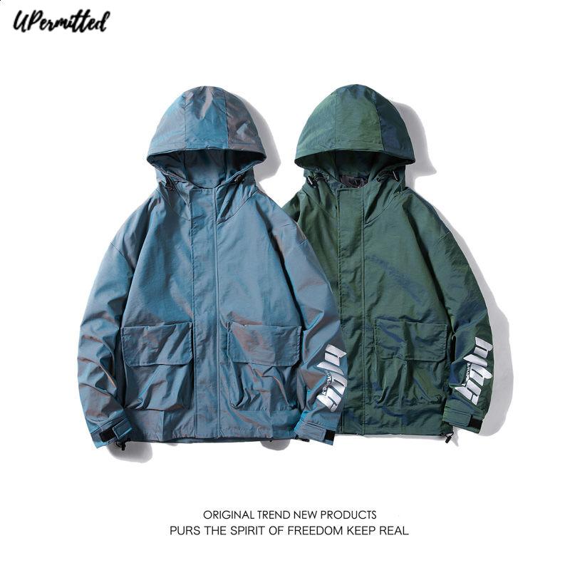 

Men's Jackets Trip Hooded Jacket 2022 Autumn Winter Multi Pocket Casual Loose Windbreaker Men Reflection Outdoor Frivolous Clothing, Black;brown