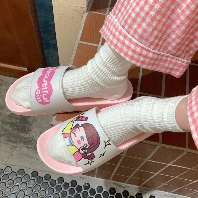 

Summer House Slippers Slides For Women Girls Sandals Lady 2021 Non-slip Bathroom Shower Slippers Cute Children Home Beach Shoes, Black