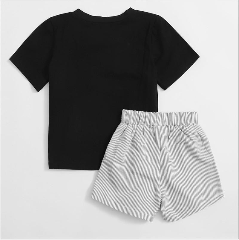 

Summer Toddler Baby Cartoon Printing Two-pieces Set Infant Boy's/Girl's O-neck Short Sleeve Shirt + Elastic Pants Clothing Sets, White