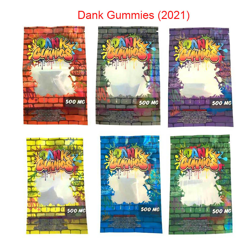 

2021 New Dank Gummies 500MG Empty Packing Bags Mylar Edibles Packaging for 420 Candy Resealbale Storage