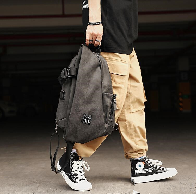 

Factory wholesale men handbag high quality leather Messenger bag atmospheric grey fashion shoulder bags outdoor waterproof leathers casual backpac, Grey(boutique box)