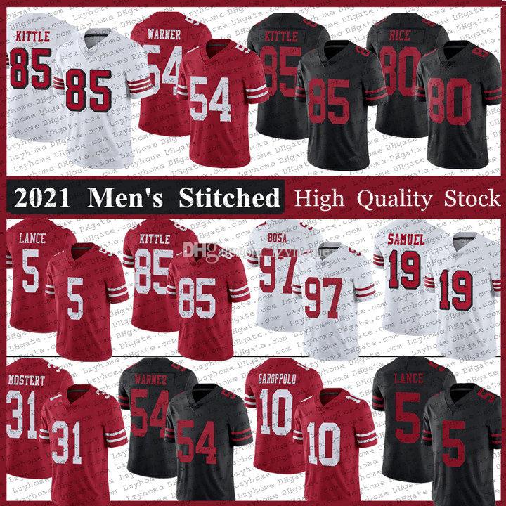 

5 Trey Lance 85 George Kittle Football jersey Custom Men Women Kids 97 Nick Bosa 19 Deebo Samuel 80 Rice 11 Brandon Aiyuk Raheem Mostert Javon 99 Kinlaw Stitched, Shown