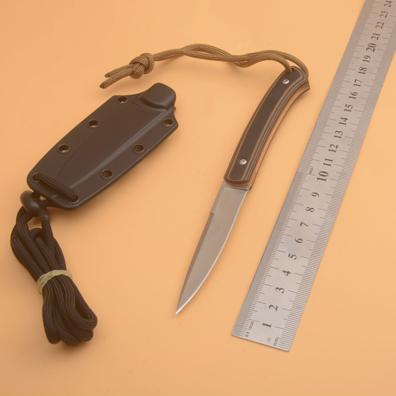 

1Pcs Top Quality Survival Straight Knife 8Cr13Mov Satin Drop Point Blades Full Tang G10 Handle Fixed Blade Knives With Kydex