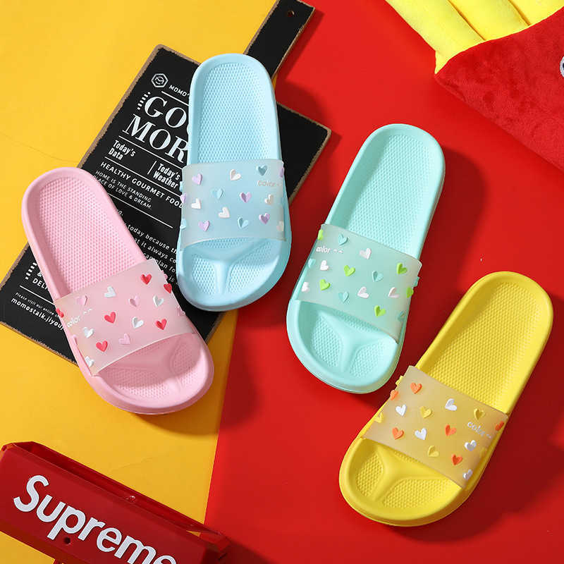 

New Cool Love Kawaii Non-slip Thick Sole Fashion Men Women Slippers Bathroom EVA Summer Indoor Home Girls Soft Simple Flip Flops H0827, Lt0094x
