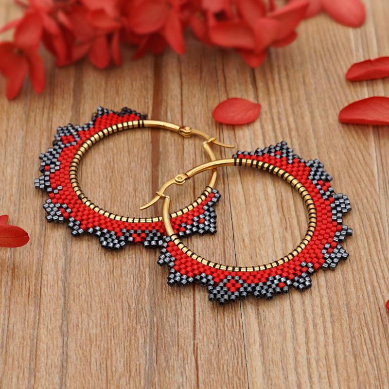

Dangle & Chandelier Miyuki Beads Hand-made Braid Hoop Earrings Fashion South American Style Geometric For Women Jewelry