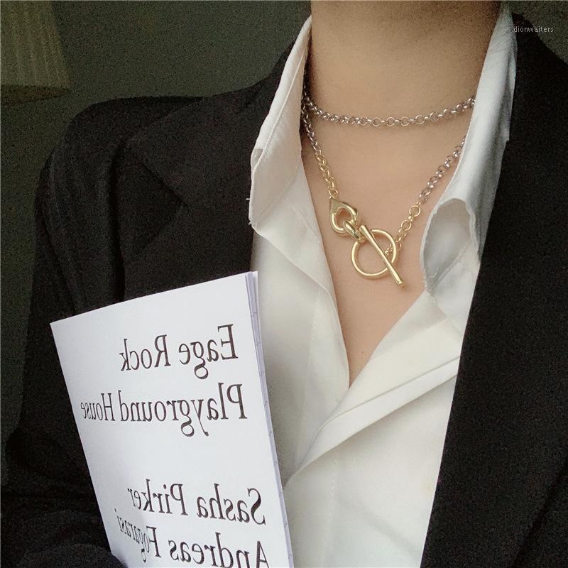 

Geometric OT Buckle Clavicle Chain Simple Link Gold Silver Color Stitching Toggle Temperament Necklace Women Jewelry 2021 Chains