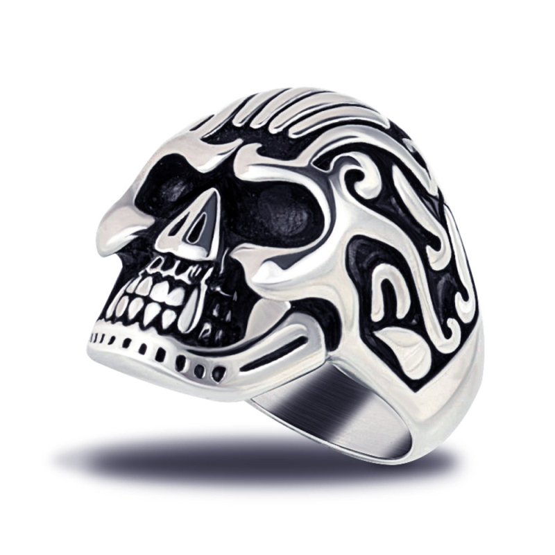 

Designers Antique Silver Plated Big Stainless Steel Skull Ring Jewelry for Men Gift