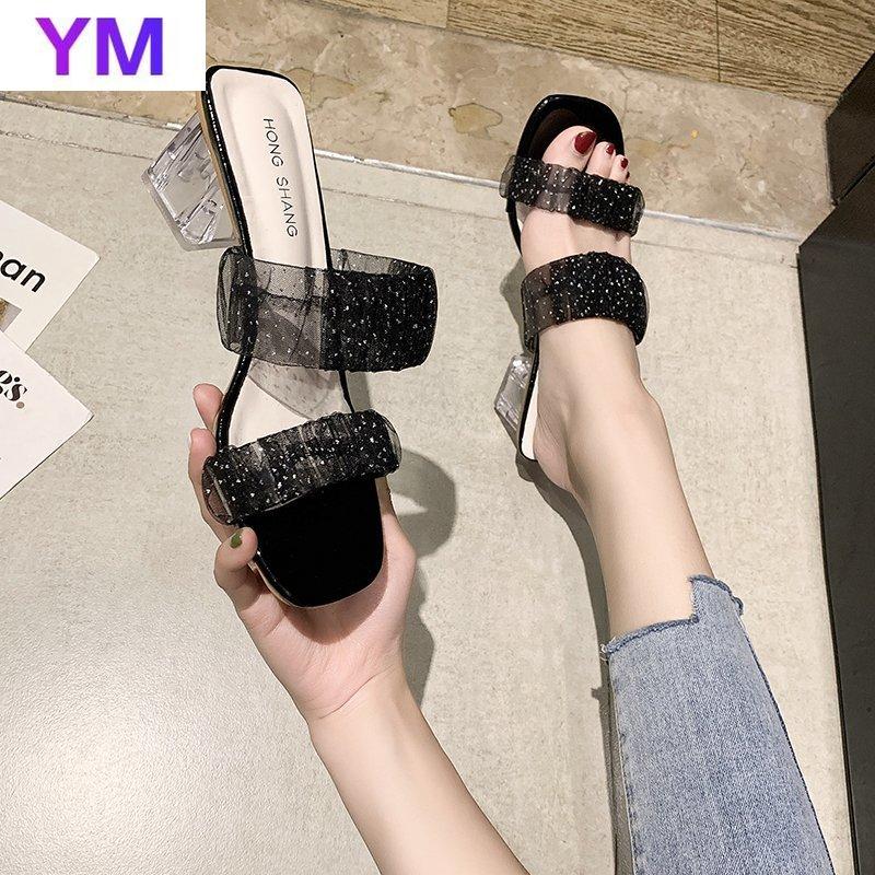 

Sandals Summer Female Fashion Lace Flat Non Slip Casual Band Ladies Shoes Beach Clear Heel Zapatillas Mujer Casa 2021, Black