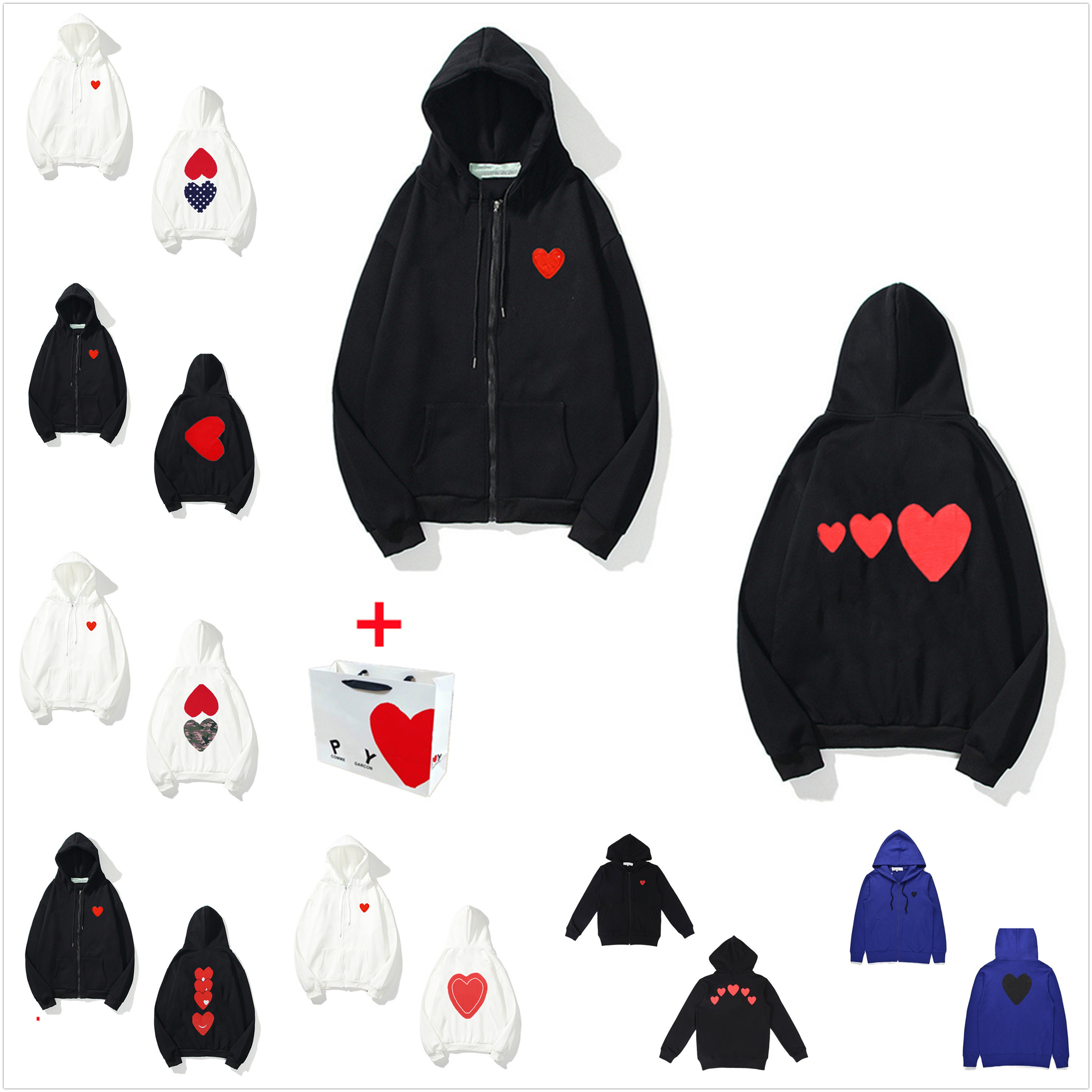 

Mens Hoodies Womens Heart-shaped Sweatshirt High Quality Cotton Tops with Labels Hip Hop Letters Printed Long Sleeves Bring tote bag 0102, Black