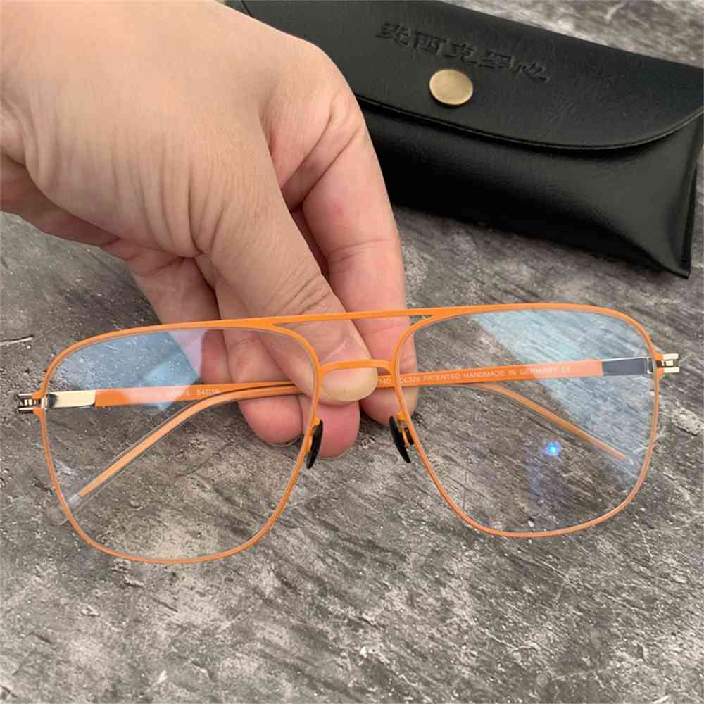 

80% Off Store Online German technology light myopia pure titanium glasses double beam lens personality men and women ultra frame