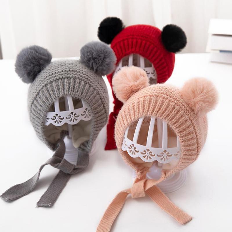 

Caps & Hats Boy Girl Cute Double Pompom Outdoor Winter Warm Children Beanie Knitted Baby Hat Infant Cap Enfant Bonnet, Yellow