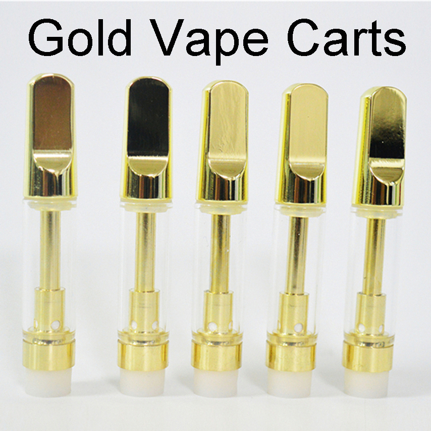 

Golden Vape Cartridges Thick Oil Atomizer Th205 Gold Tips Empty Ceramic Coil Vapes Tanks Glass Cartridge 1ml Atomizers 510 Thread Vaporizer Packaging E Cigarettes