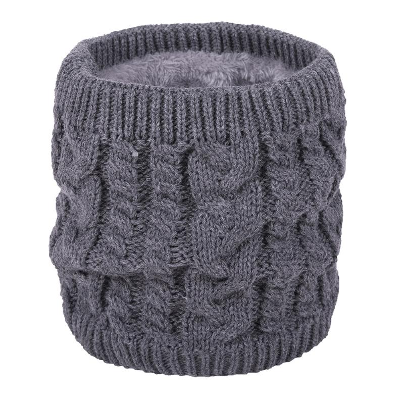

Scarves Cable Knitted Snood Scarf With Velvet Inner Women Winter Warm Infinity Solid Color Acrylic Neck Circle Ring 2021