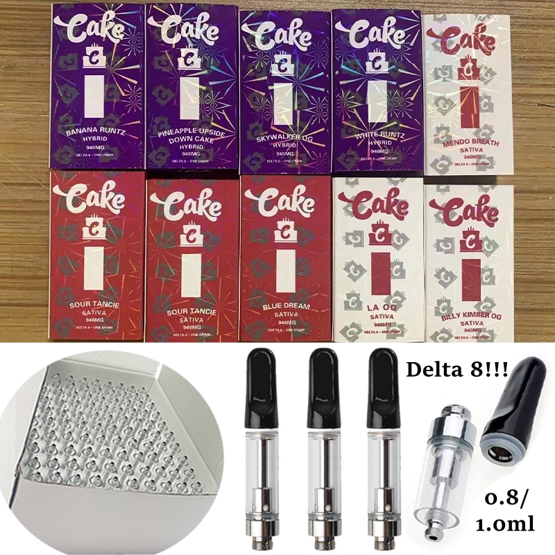 

Delta 8 Cake Atomizers Vape Pen Cartridges E Cigarettes 0.8ml 1ml Ceramic Coil Carts 510 Thread Packaging Glass Tank Thick Oil Wax Device Ki