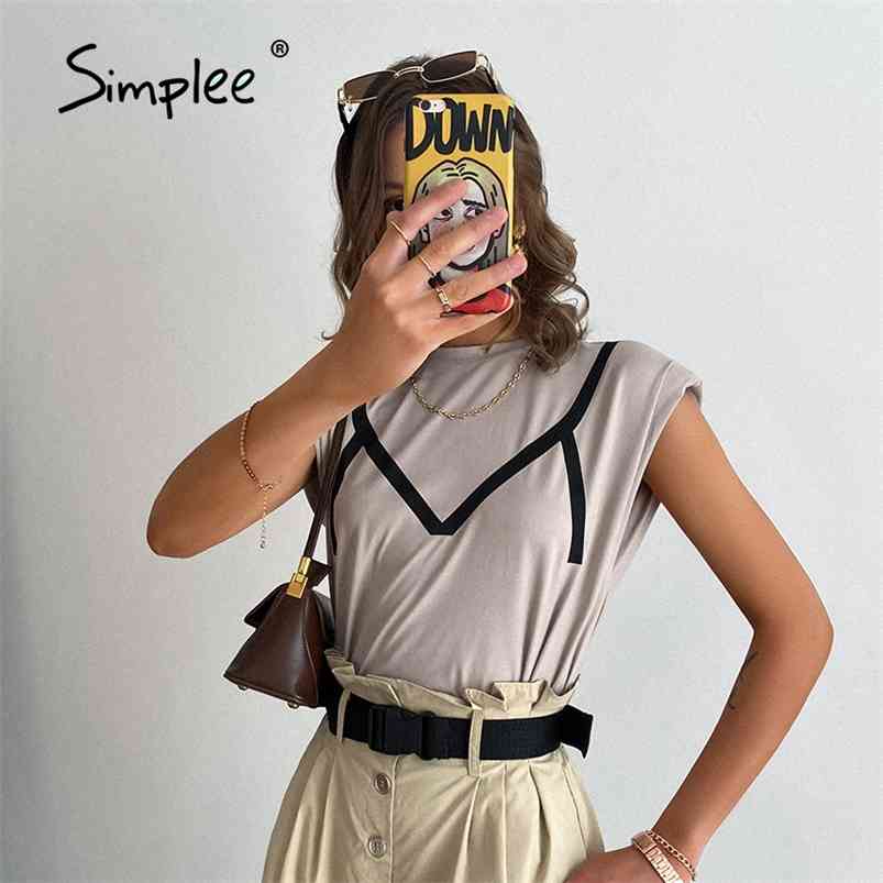 

High Street sleeveless t shirt women Fashion female basic shirt tops ladies chic o-neck summer Casual streetwears 210722, Black