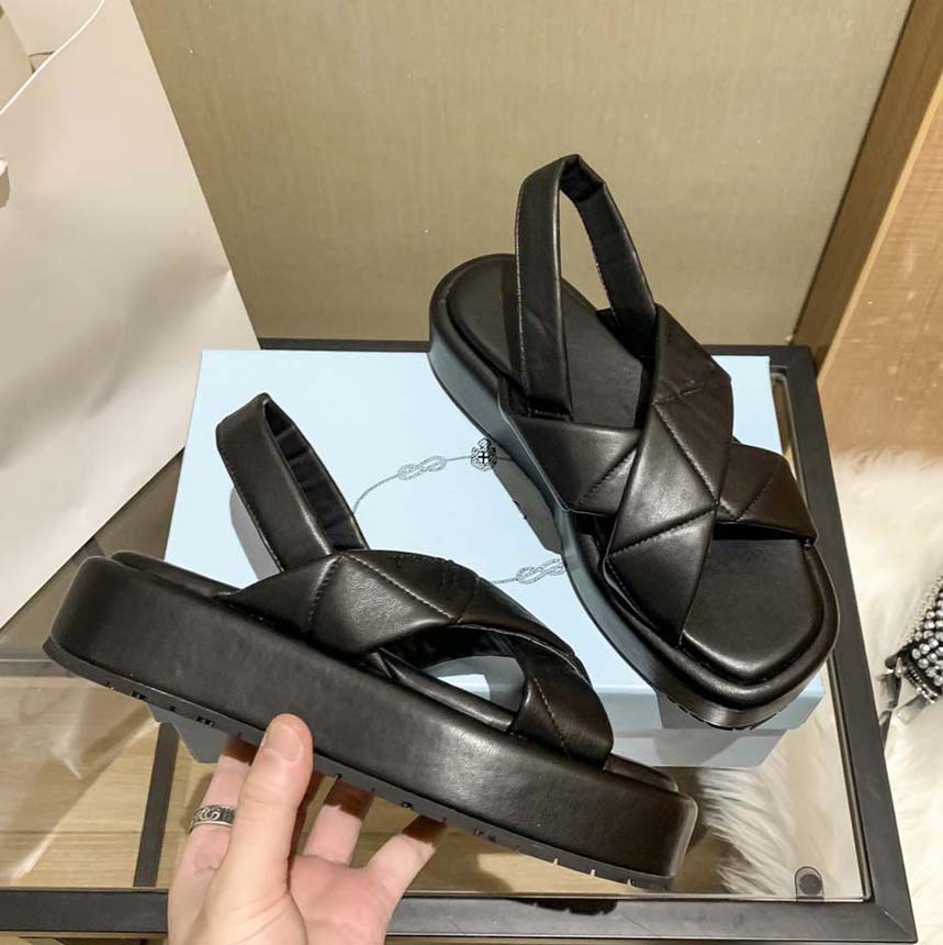 

Super hot new woman shoe summer sandals luxury designer sandal leather wedge lady shoes with box 04, #3