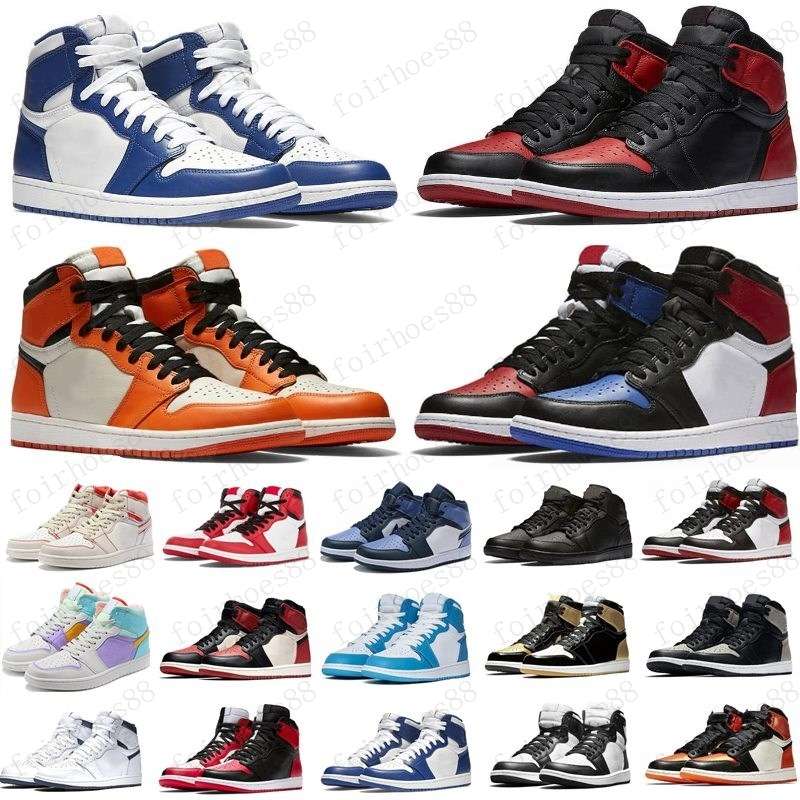 

2020 Pine Green Black 1s Basketball shoes Jumpman 1 Bloodline Men Designer Sneakers Fearless Obsidian UNC Patent gold toe top Trainers, Box