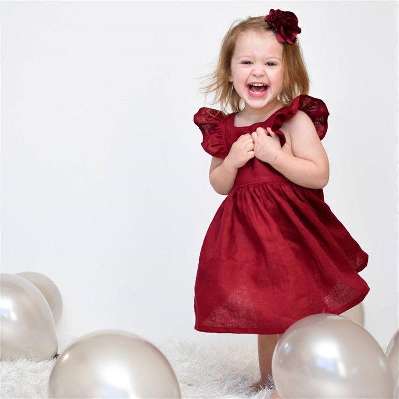 

Girl's Dresses Princess Baby Girls Dresss Summer Short Sleeeves Ruffles Party Wedding Birthday Holiday Dress, As pic