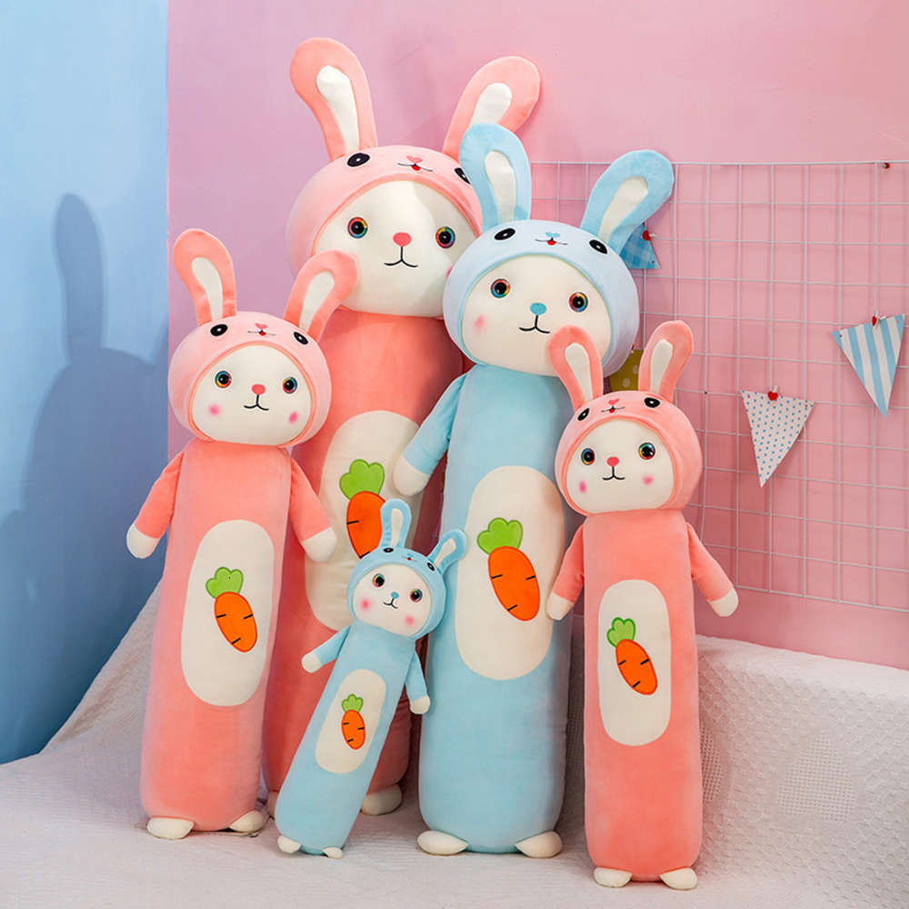 

Radish rabbit long pillow press Rabbit plush toys children doll girl heart, Blue