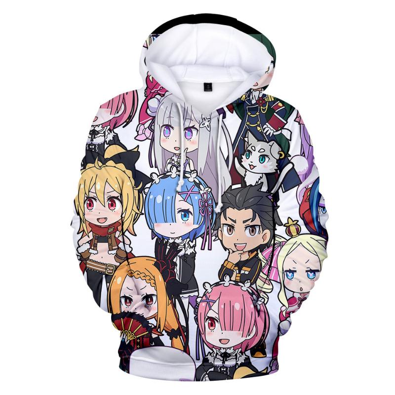 

Men's Hoodies & Sweatshirts Japanese Anime Re Life In A Different World From Zero Rem Ram Cosplay Costumes Pullover Hoodie Halloween Carniva, Black