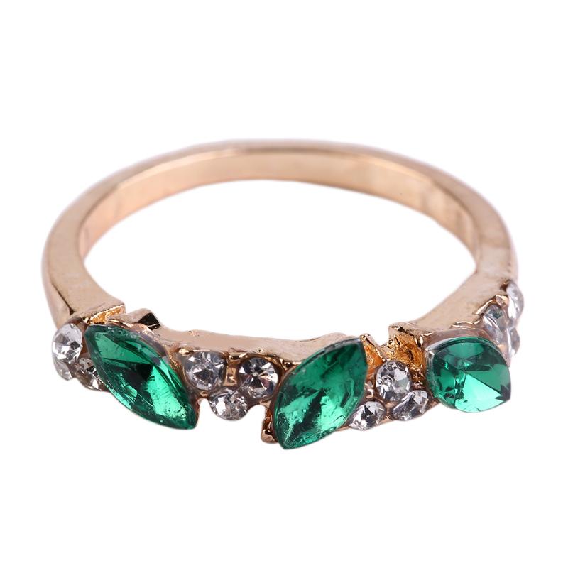 

Wedding Rings 1pcs Vintage Dazzling Blue Crystal Imitation Emerald Rhinestone Elegant Finger Ring