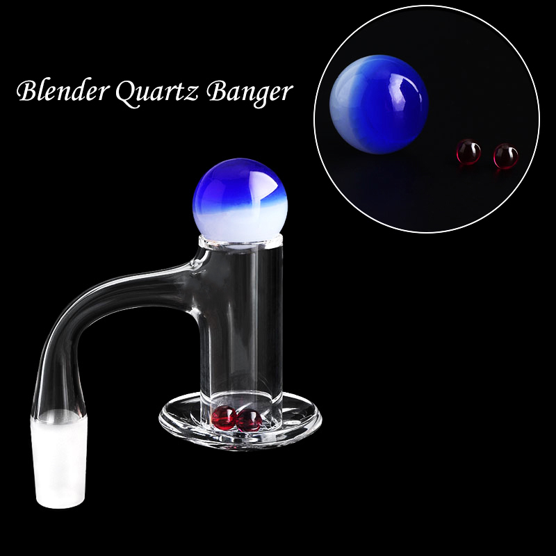 

2021 Smoking Accessories Beveled Edge Fully Weld Blender Quartz Banger Nails With 22mm Beads And Ruby Pearls Suit For Glass Bongs