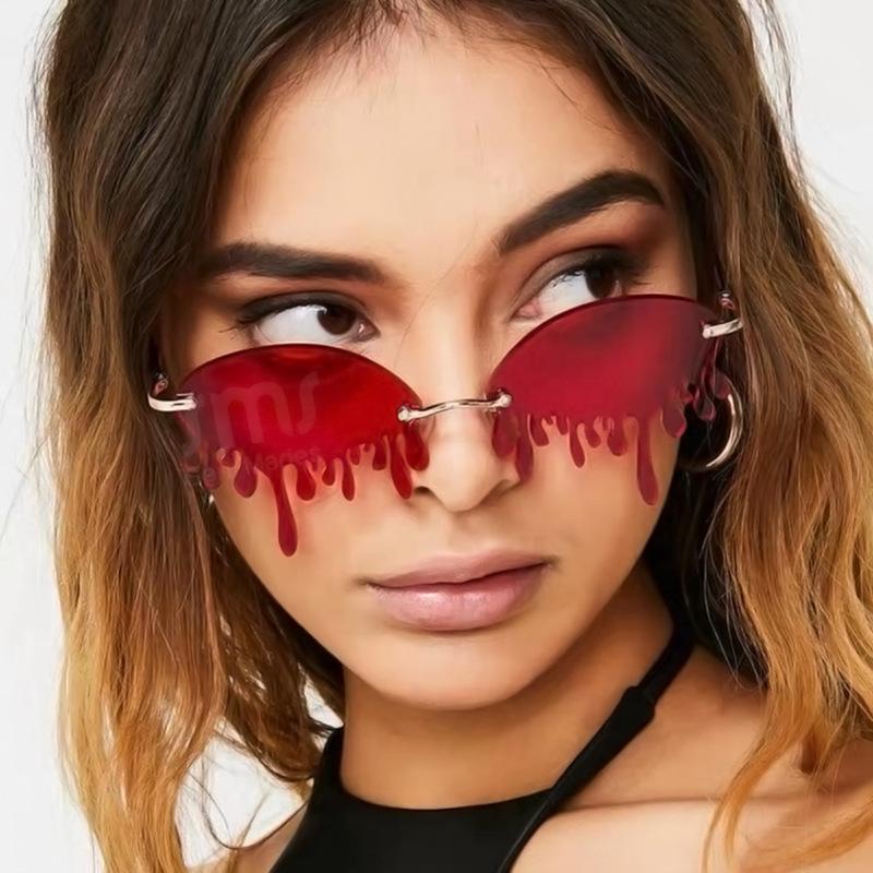 

Rain Cloud Rimeless Sunglasses Women Shades Vintage Fashion Colorful Tear Drip Sun Glasses Funny Party Eyewear UV 400