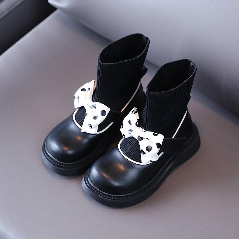 

Boots Bowknot Girls Socks Autumn 2021 Children' Short Cute Polka Dot Princess, Black;grey