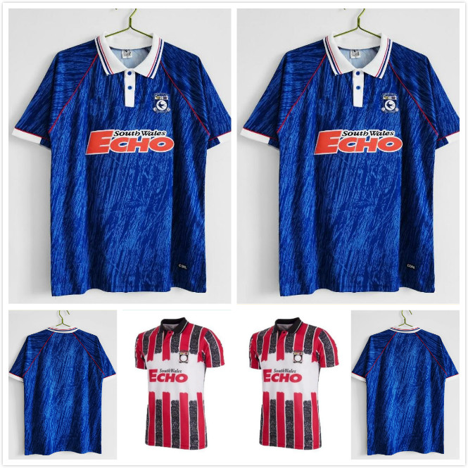 

1990 1991 1992 1993 Cardiff home blue retro Soccer Jerseys Vintage Classic MAN football shirts Wales 90 91 92 93 size -XXL